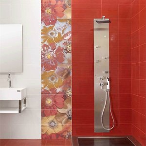 Faianta pentru baie si bucatarie rosie Mykonos Rojo 25x50 cm