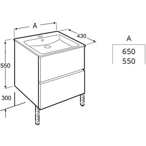 Mobilier de baie cu lavoar Cube cu sertare alb 550x430